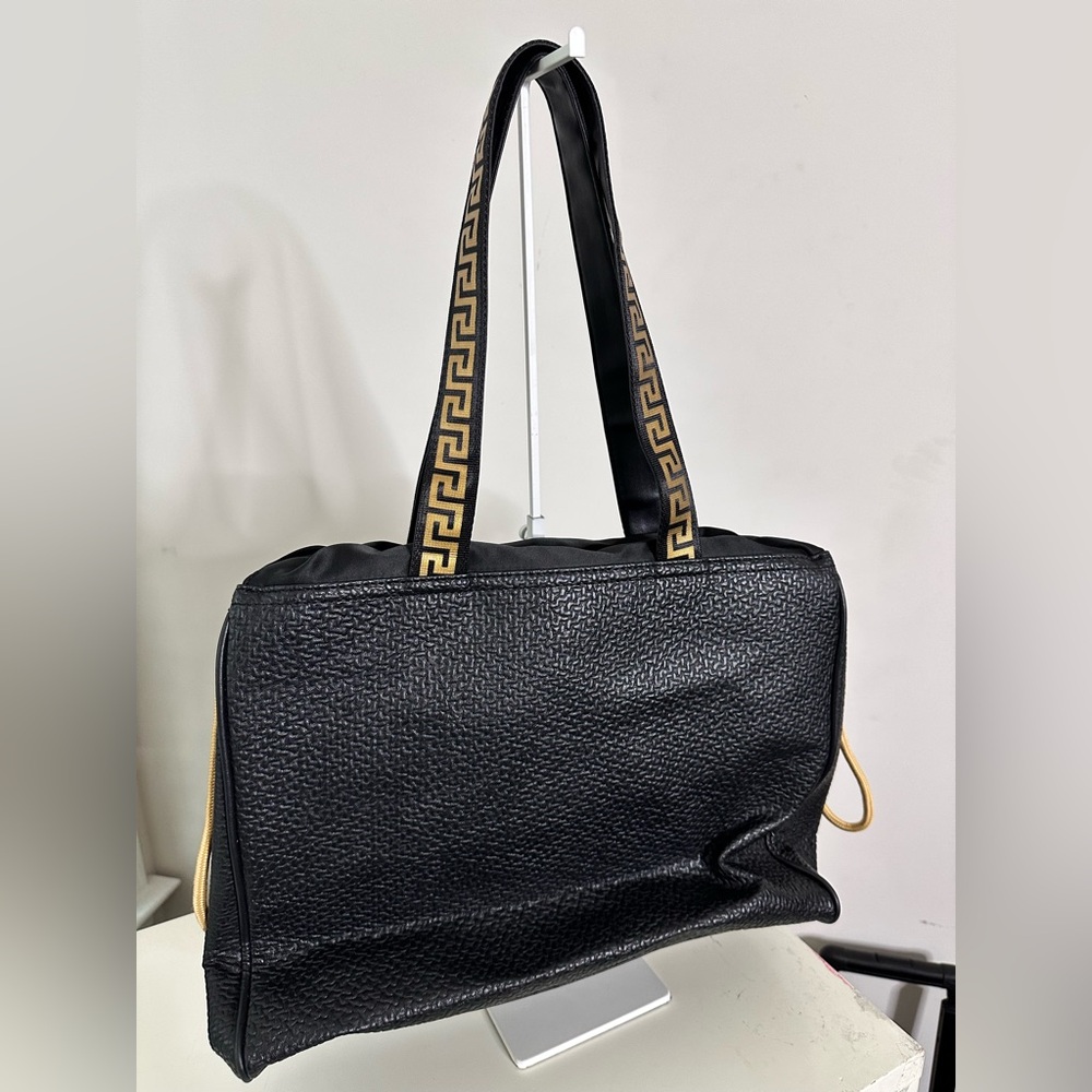 Versace Parfume Black Textured Tote with Gold Accents‎ - Picture 2 of 6